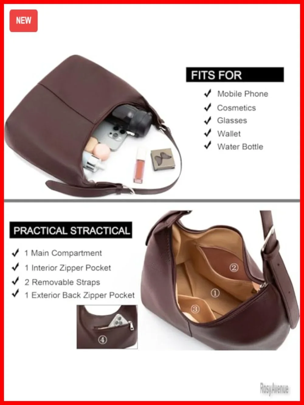 Soft Faux Leather Hobo Crescent Shoulder Crossbody Purse